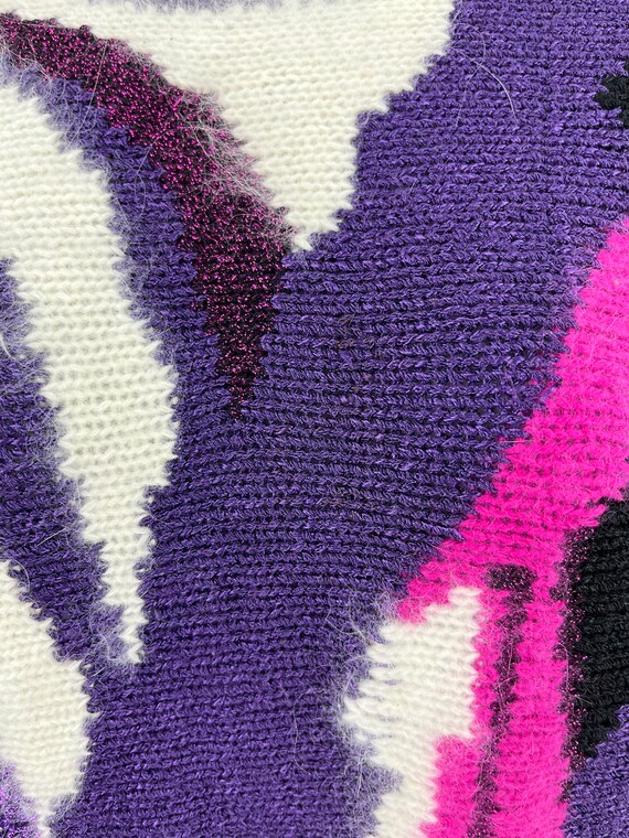 80s vintage purple and pink Angora accent dolman … - image 8