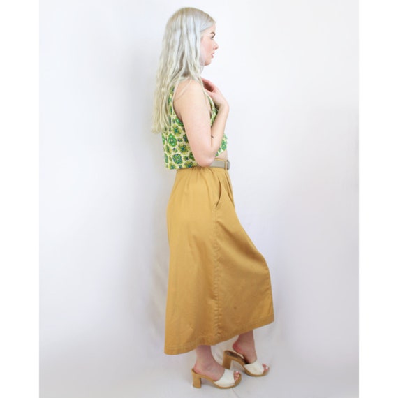 90s mustard cotton maxi pencil skirt, Size 12, 29… - image 5