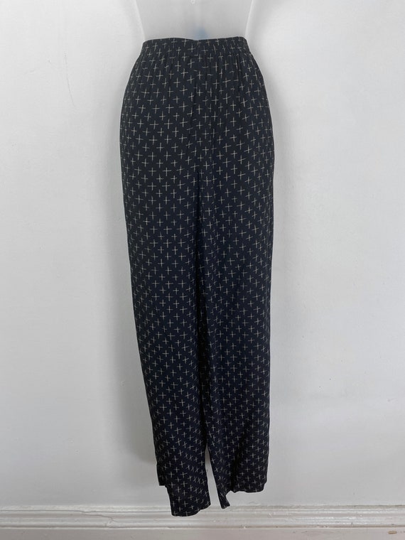 90s vintage black and ecru cross print pant suit … - image 3