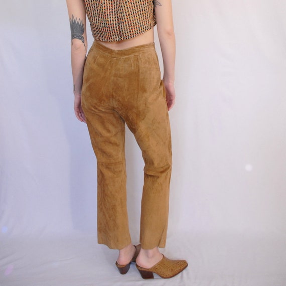 Tan suede trousers / bootcut suede trousers / tan… - image 6