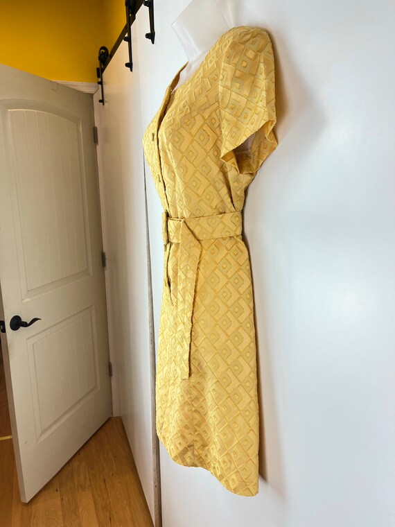 60s vintage butter yellow geometric burnout jacqu… - image 6