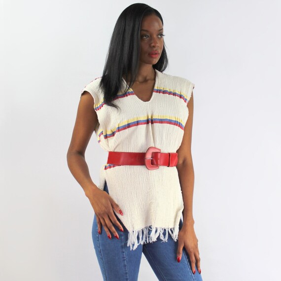 70s VINTAGE cream fringe top, One Size, Festival … - image 7