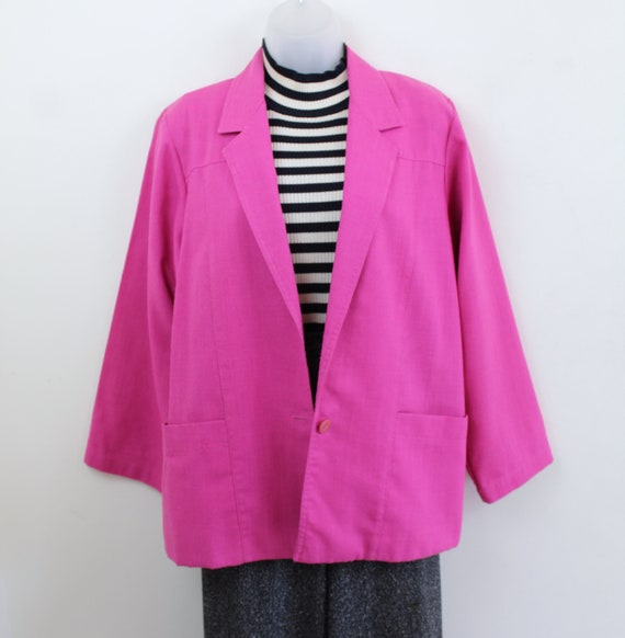 90s vintage magenta pink lightweight blazer Size … - image 5