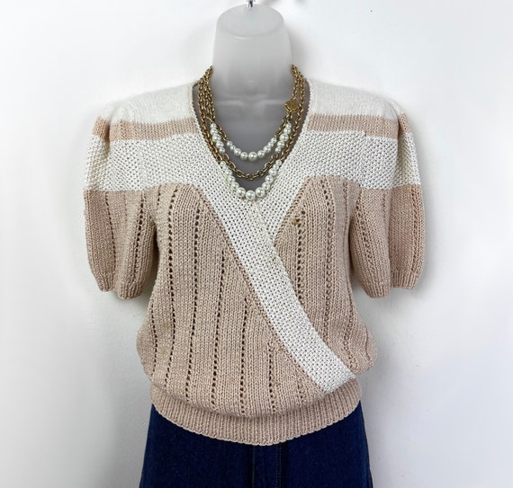 Pull Femme Georges Rech En Angora Beige Avec Lacets - Taille 2 (38/40), Occasion Très Bon état