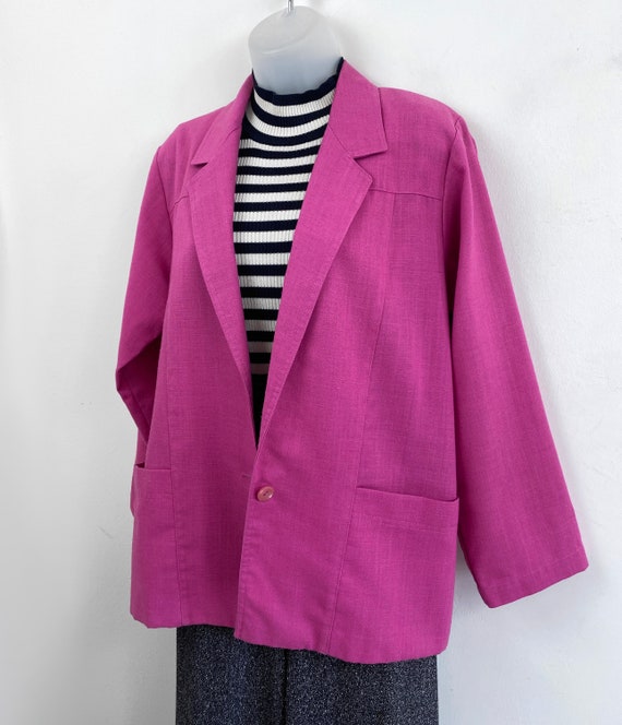 90s vintage magenta pink lightweight blazer Size … - image 10