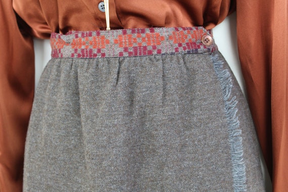 90s southwestern border print wrap skirt midi ski… - image 5