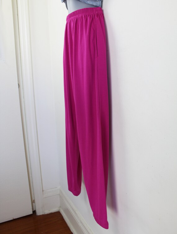 90s hot pink fuchsia tapered knit easy pants, Sma… - image 5