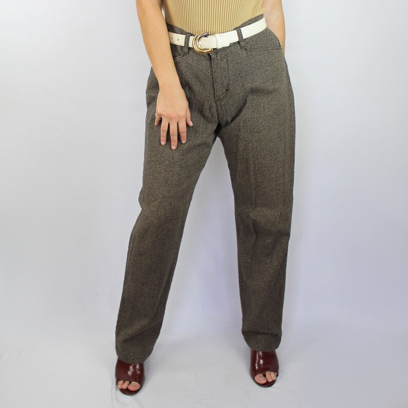 90s vintage taupe brown herringbone twill trousers Beige Twill Denim Trousers 90s Workwear Pants Boyfriend Fit Gorpcore Aesthetic Dickies image 5