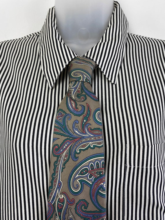 90s vintage muted paisley silk necktie, Beige Pais