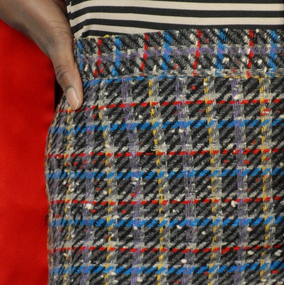 80s plaid pencil skirt knee length, 29 inch waist… - image 2