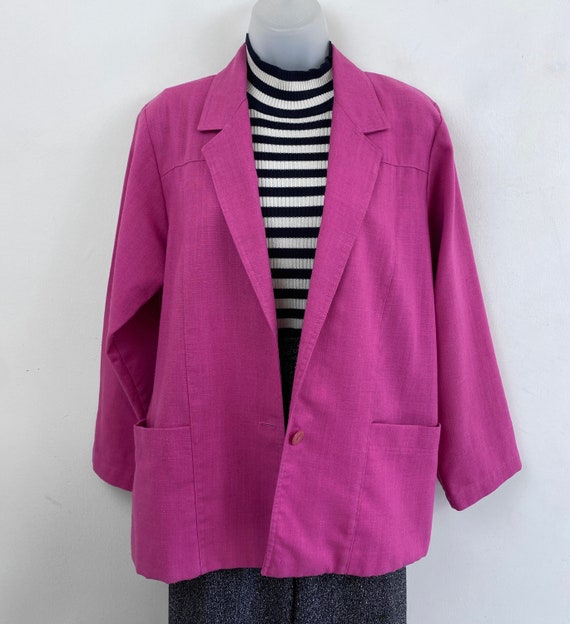 90s vintage magenta pink lightweight blazer Size … - image 9