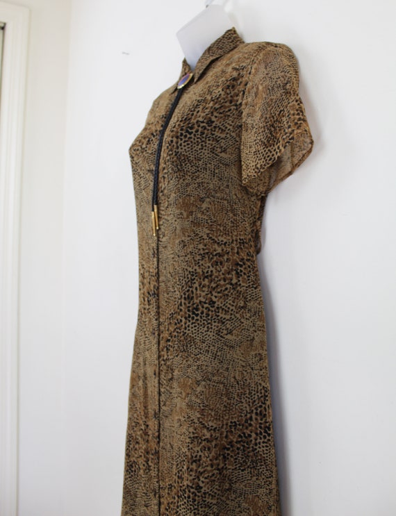 90s Vintage Bobbie Bee Animal Print Silk Duster, … - image 8