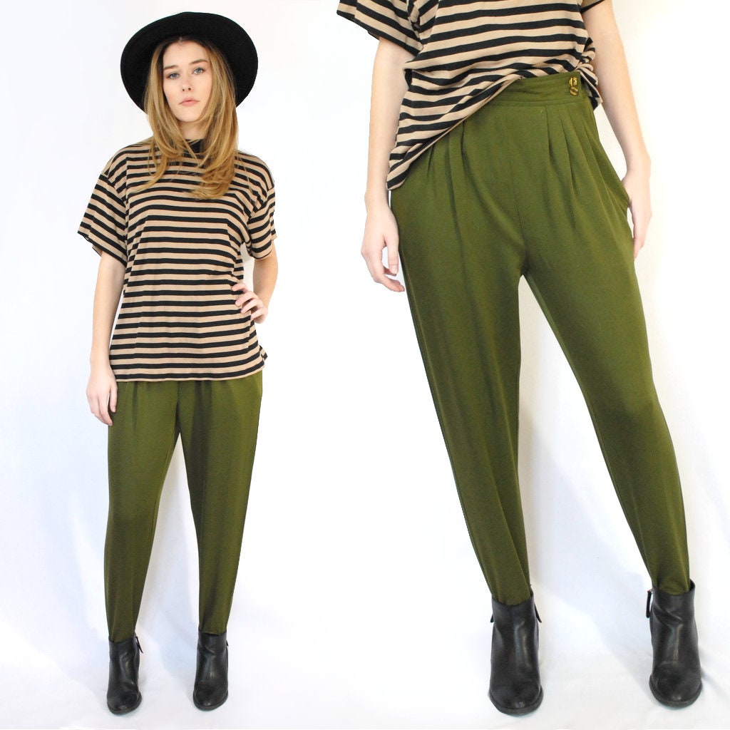 90s olive green stirrup pants Size 8 