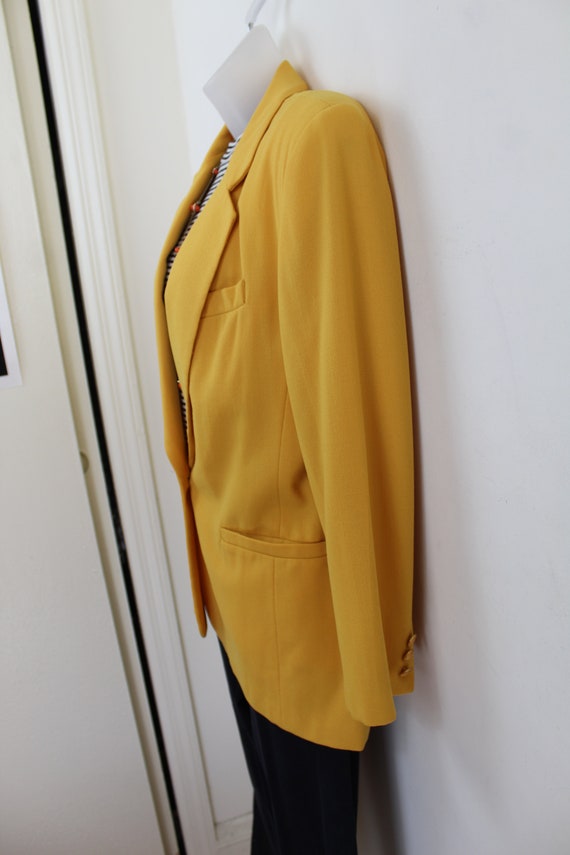 90s vintage canary yellow wool blazer Size 6, But… - image 4