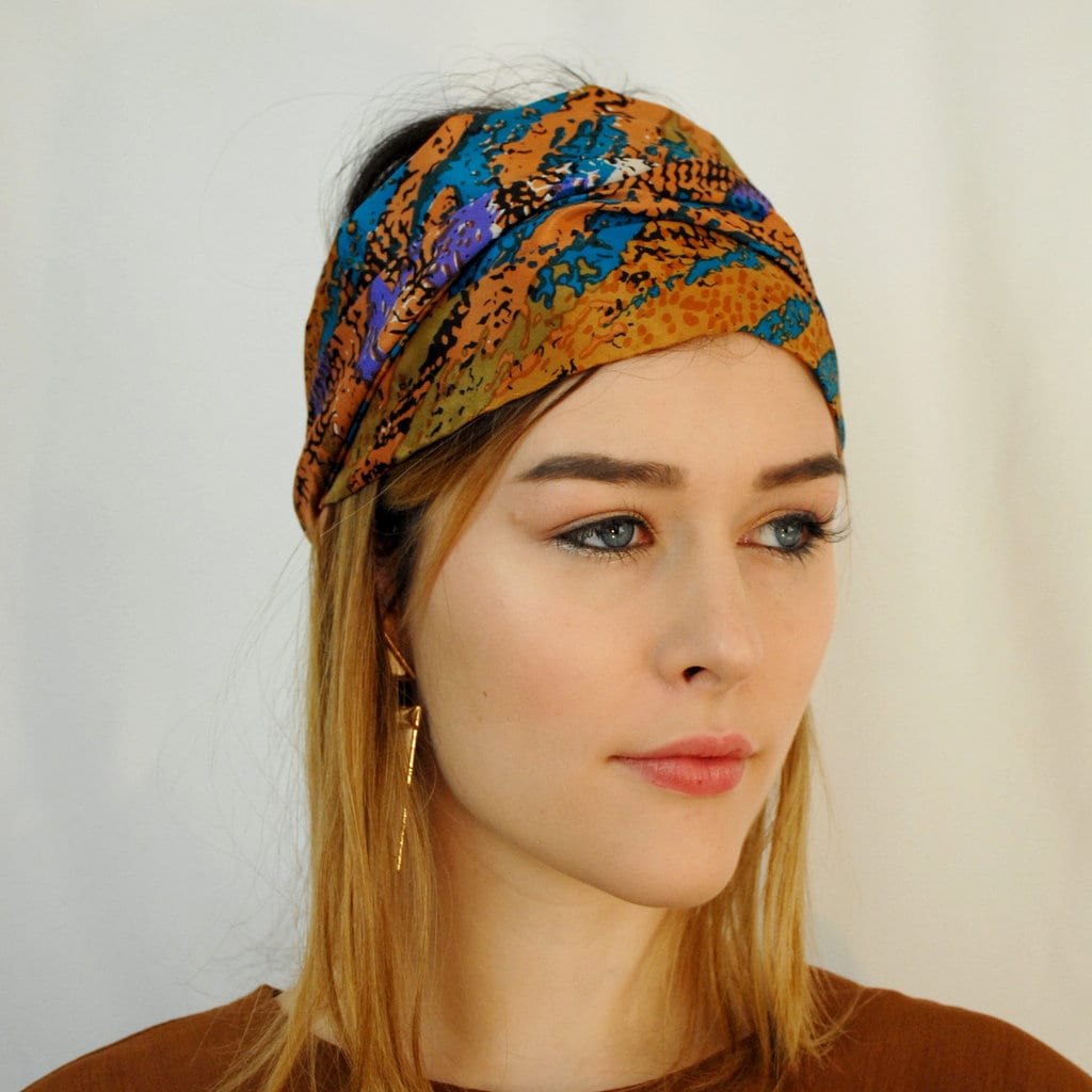 80s Bold Patterned Silk Head Scarf Long Scarf Boho Etsy UK