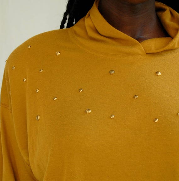 90s Marigold knit pullover, Mustard Dolman Sleeve… - image 5