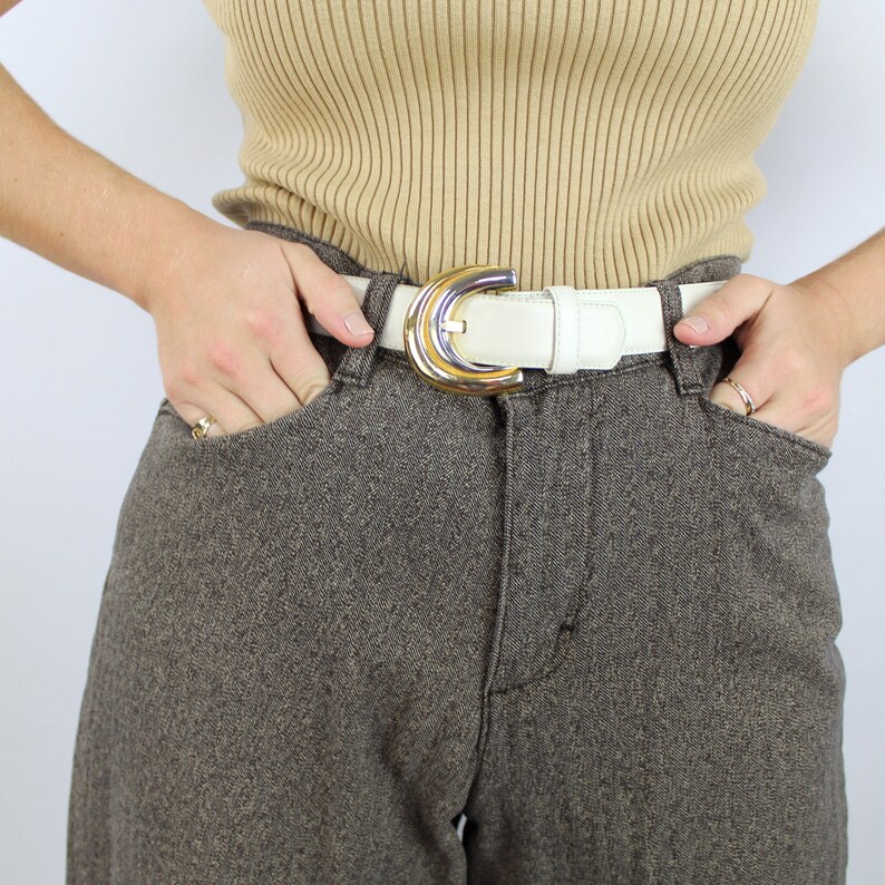 90s vintage taupe brown herringbone twill trousers Beige Twill Denim Trousers 90s Workwear Pants Boyfriend Fit Gorpcore Aesthetic Dickies image 2