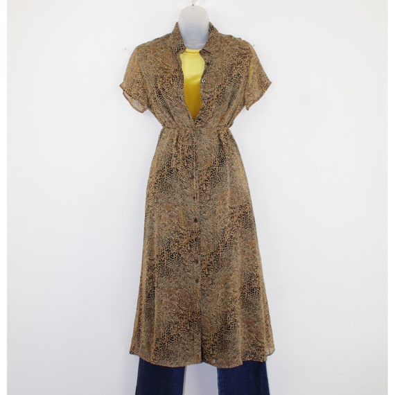 90s Vintage Bobbie Bee Animal Print Silk Duster, … - image 3