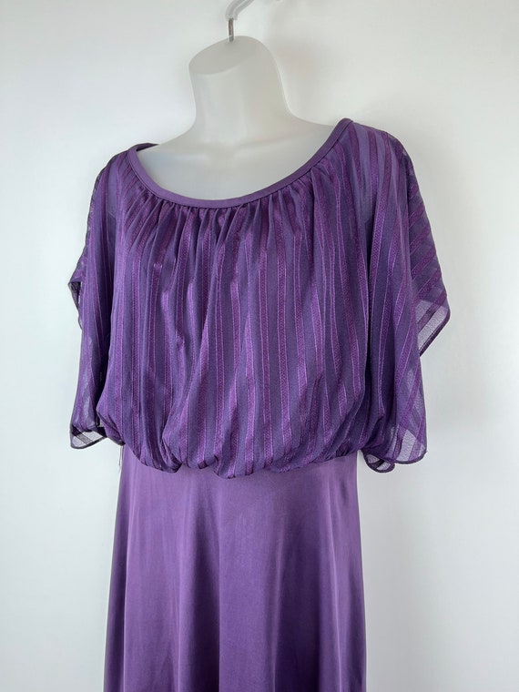 70s vintage plum purple sheer cap sleeve overlay midi… Gem