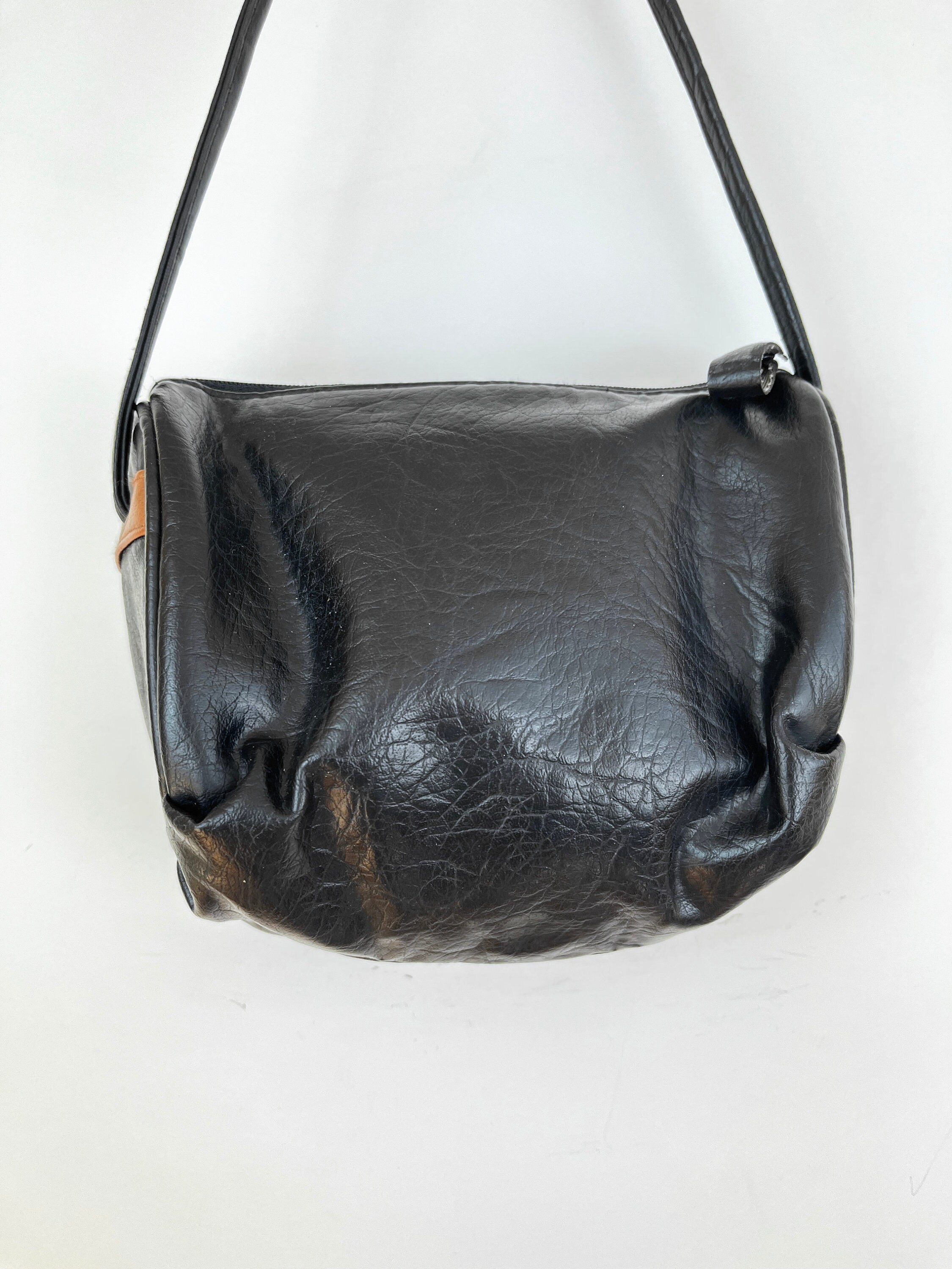 Buy 90s Vintage Black and Brown Leather Small Shoulder Purse