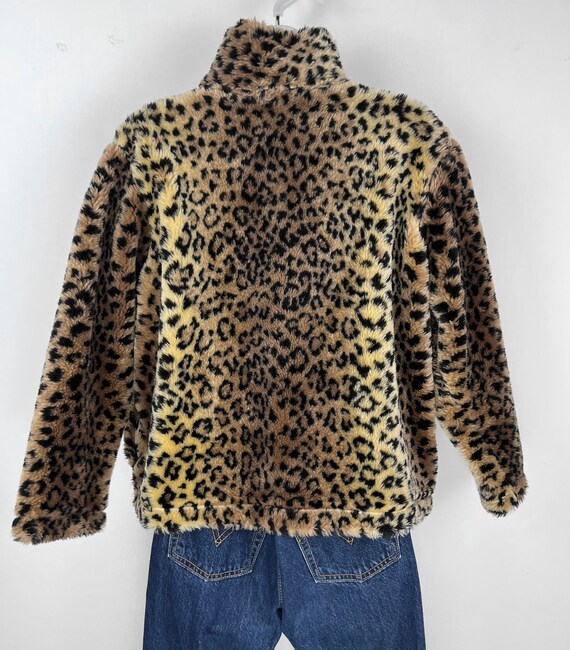 90s vintage leopard print faux fur coat Medium VE… - image 9