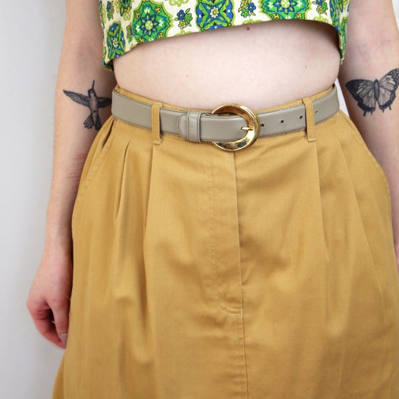 90s mustard cotton maxi pencil skirt, Size 12, 29… - image 4