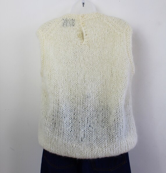 70s cream mohair wool vest with floral crewel wor… - image 10
