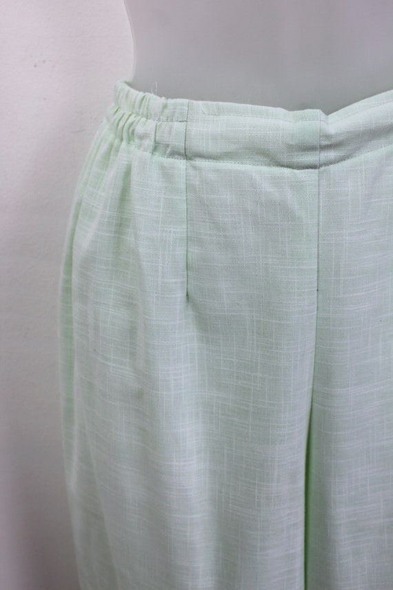 70s vintage pale celadon green wide leg trousers,… - image 7