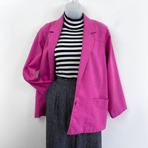 90s vintage magenta pink lightweight blazer Size 12 Medium, 90s Blazer, Career Woman Office Chic, Fuchsia Blazer Magenta Blazer, 80s Fashion
