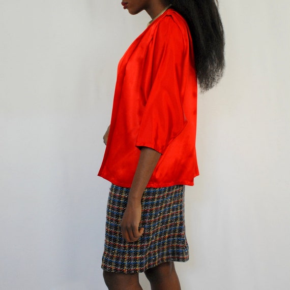 80s plaid pencil skirt knee length, 29 inch waist… - image 3