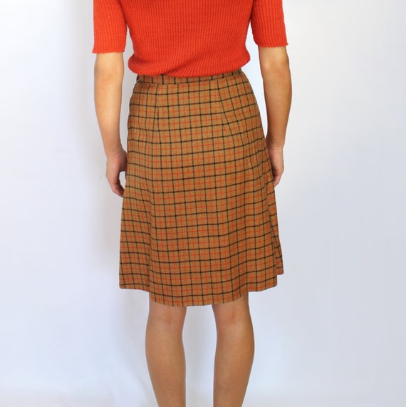 70s brown and orange plaid pencil skirt, 24 inch … - image 5