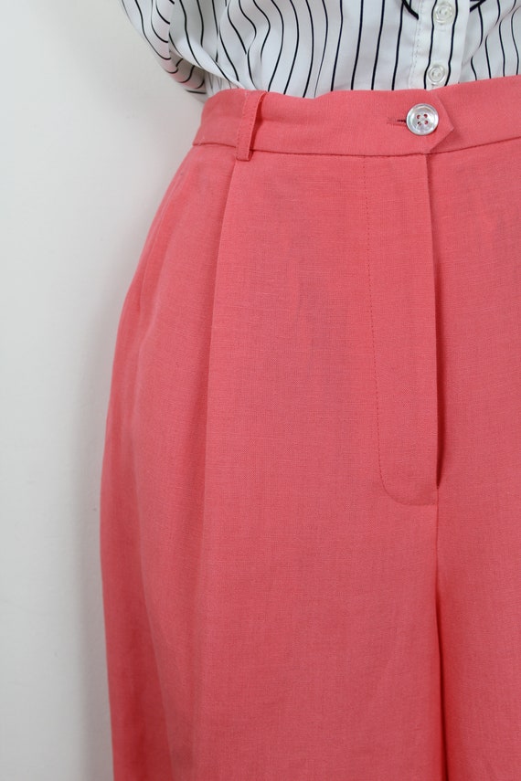 90s Papaya Orange Pink tapered high waist linen t… - image 3