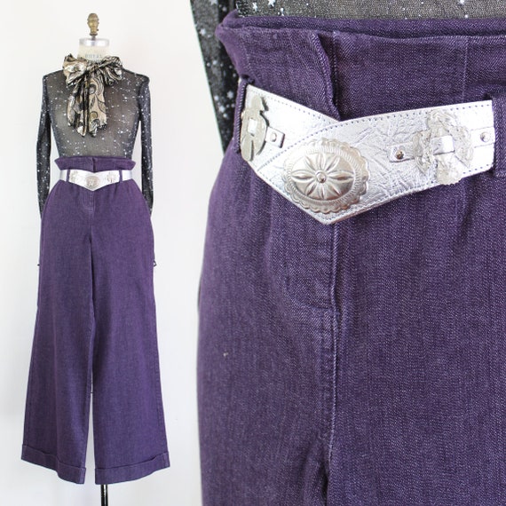 90s Vintage Purple Wide Leg Jeanology Jeans, 27 in