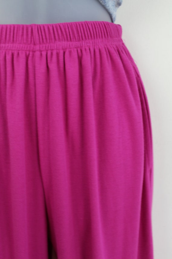 90s hot pink fuchsia tapered knit easy pants, Sma… - image 4