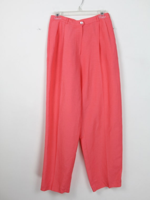 90s Papaya Orange Pink tapered high waist linen t… - image 6