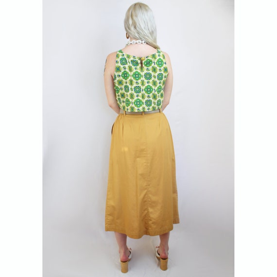 90s mustard cotton maxi pencil skirt, Size 12, 29… - image 6