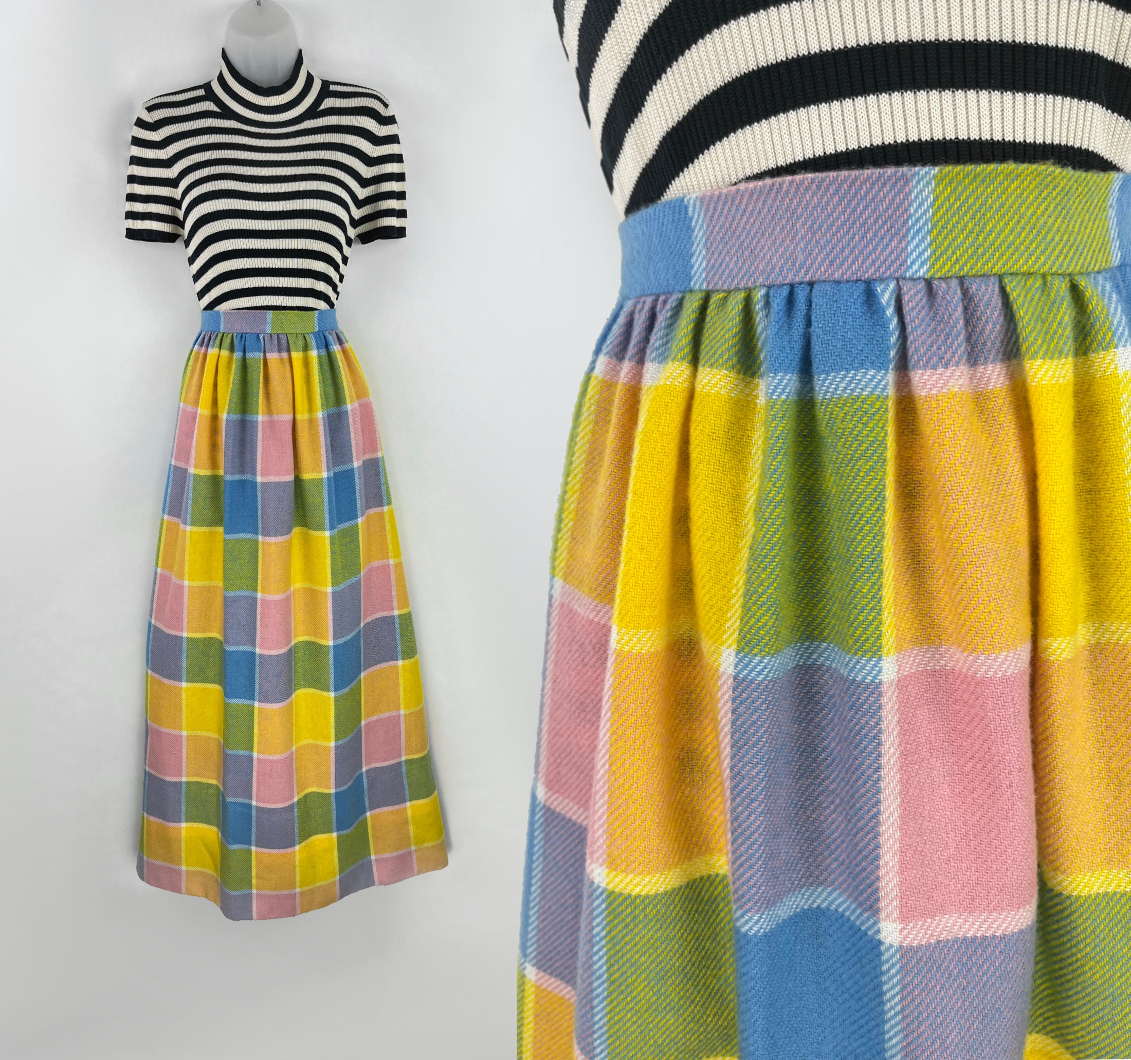 Neon Plaid Skirt Etsy
