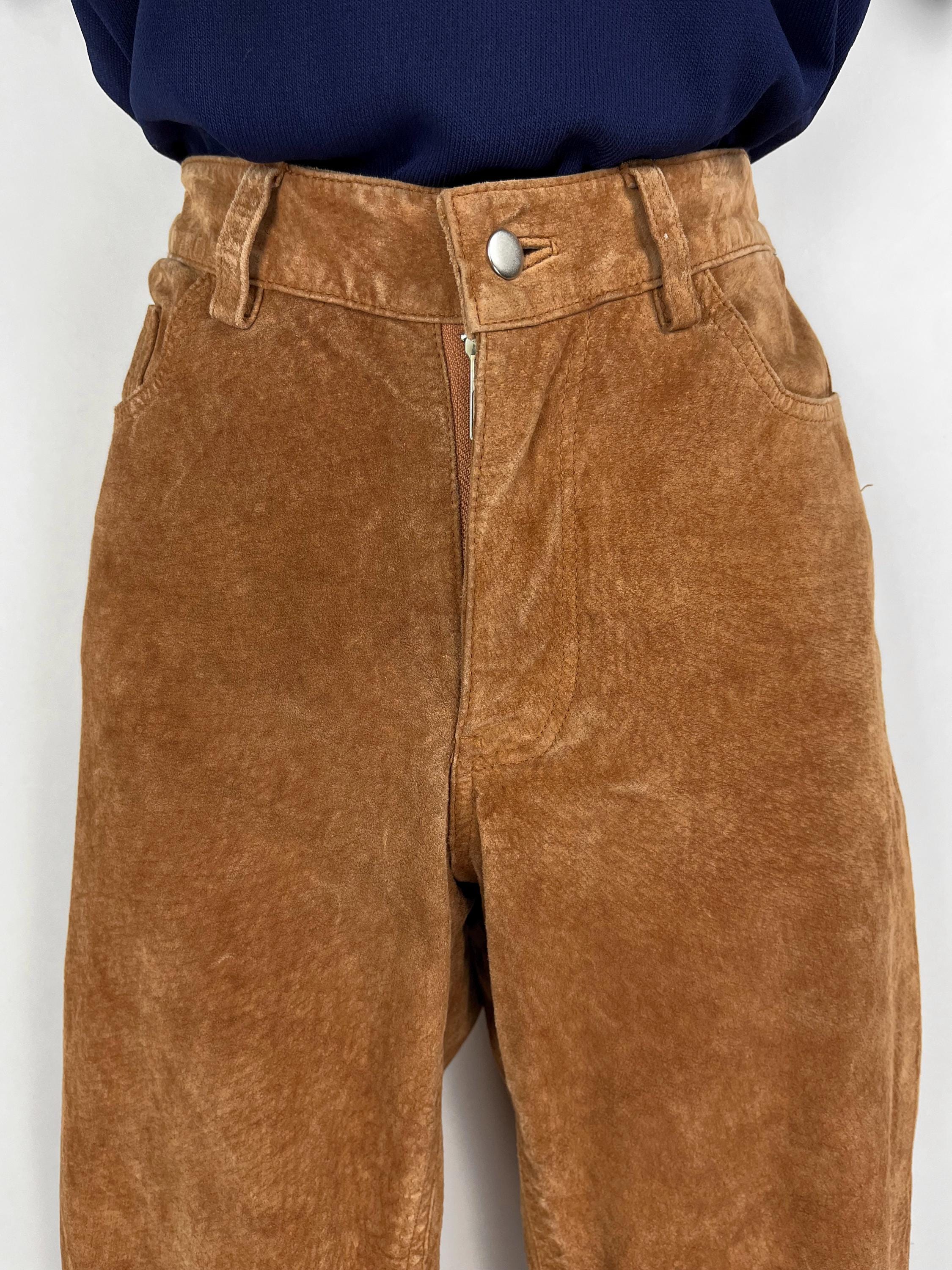 パンツ 1990s yessica pig suede pants vintage 90s Vintage Tan Bootcut Suede Trousers Size 3 Size 4 28 Inch