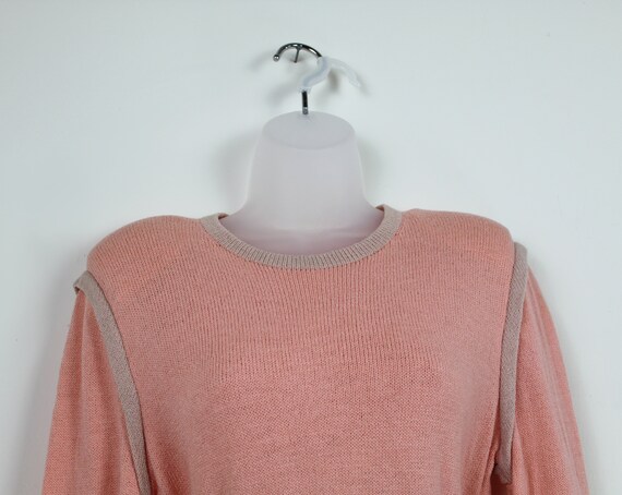 80s pink and beige sweater dress, size Large, 80s… - image 6