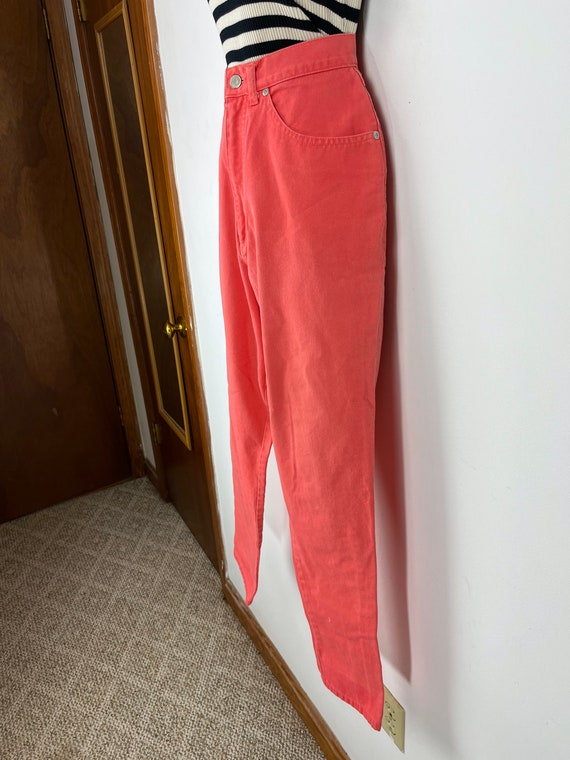 90s vintage Coral pink high waist high rise jeans… - image 5