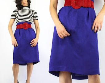90s VINTAGE royal purple silk pencil skirt, 33 inch waist, Purple Skirt, 90s Silk Skirt, PLUS SIZE, 9 to 5, Indigo Purple, 90s Vintage Skirt
