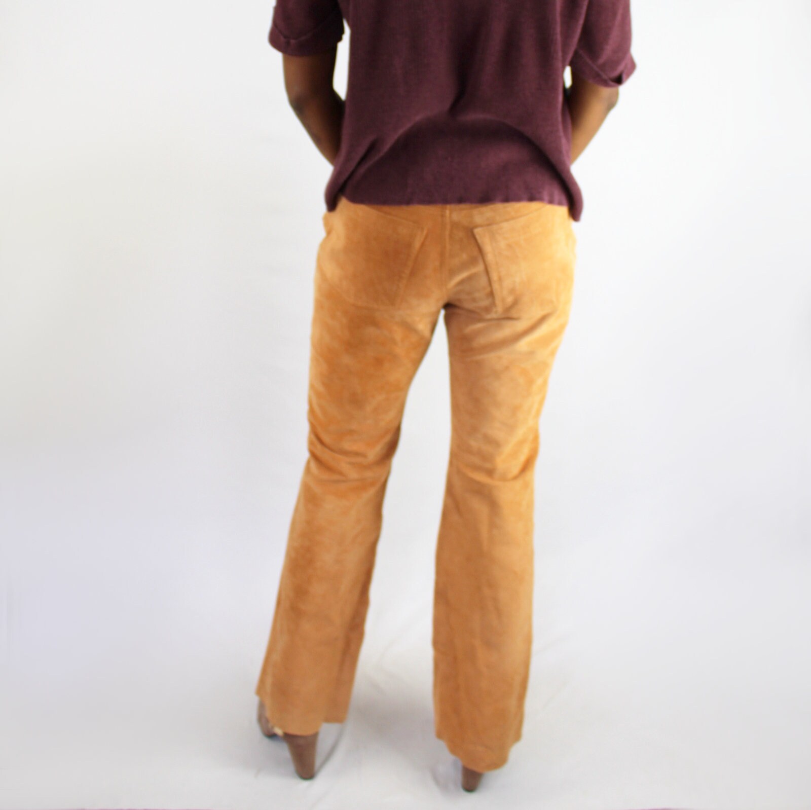 パンツ 1990s yessica pig suede pants vintage Vintage 1960s Leather Pants 28 Wide Leg Brown Rockabilly 60s