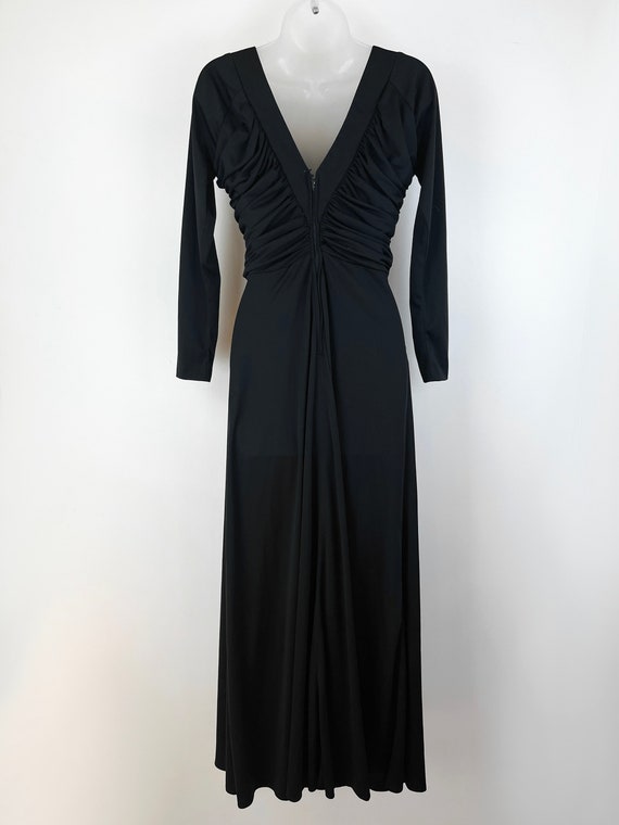 formal 70s dresses for women 70s Vintage Black Long Sleeve Full Length Evening Dress, 70s Prom Dress,  Vintage Prom, Morticia Addams, Witchy Dress, 70s Dress, 70s Formal