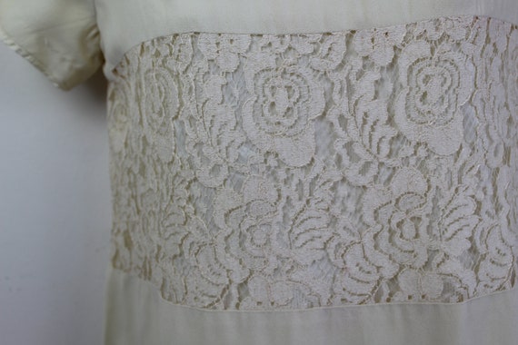 60s Vintage cream and lace block mini dress with … - image 3