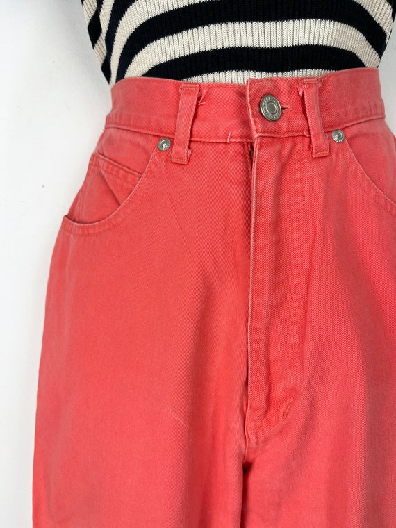 90s vintage Coral pink high waist high rise jeans… - image 7