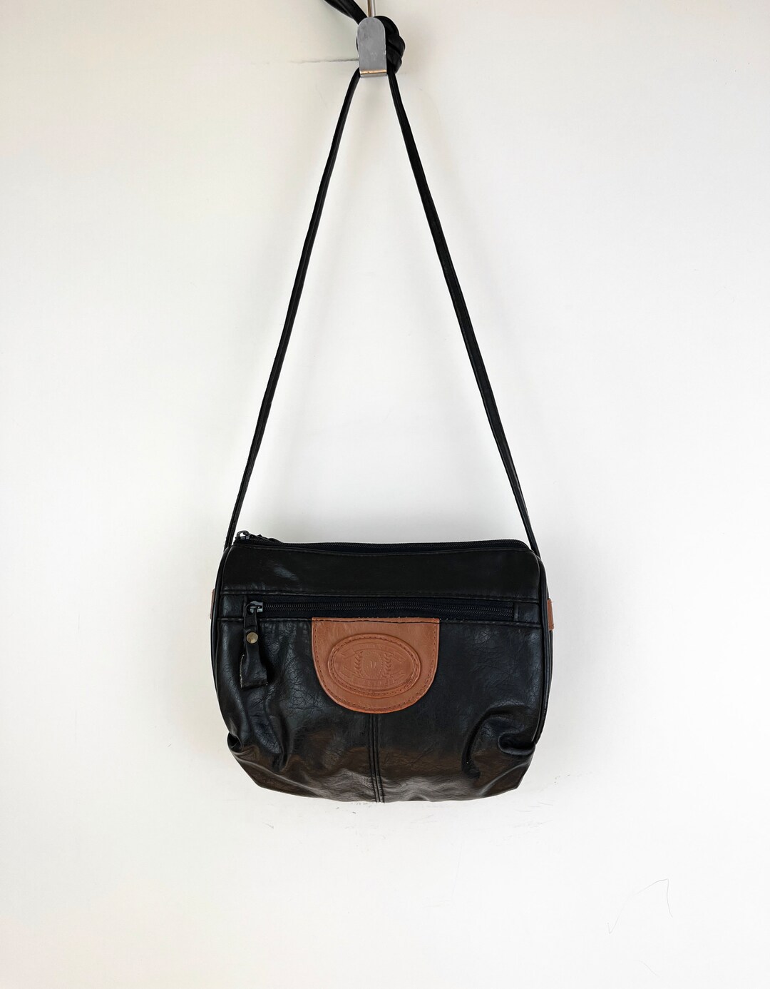 Buy 90s Vintage Black and Brown Leather Small Shoulder Purse