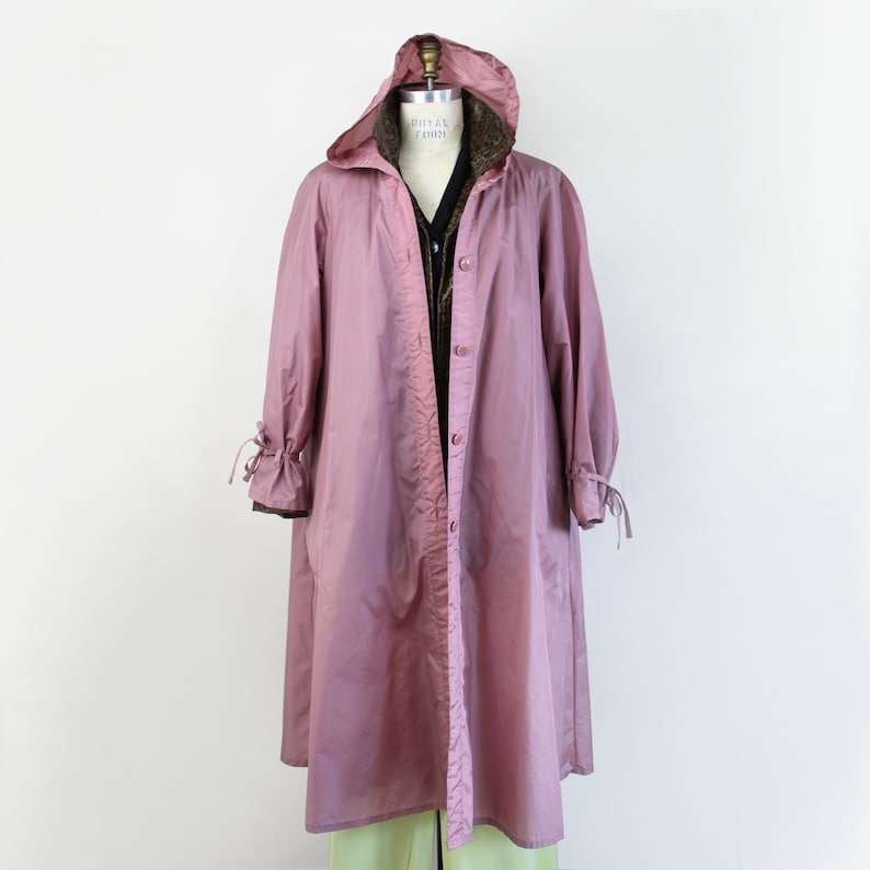 90s Mauve Pink Granny Coat With Hood Mauve Raincoat Size 11 - Etsy