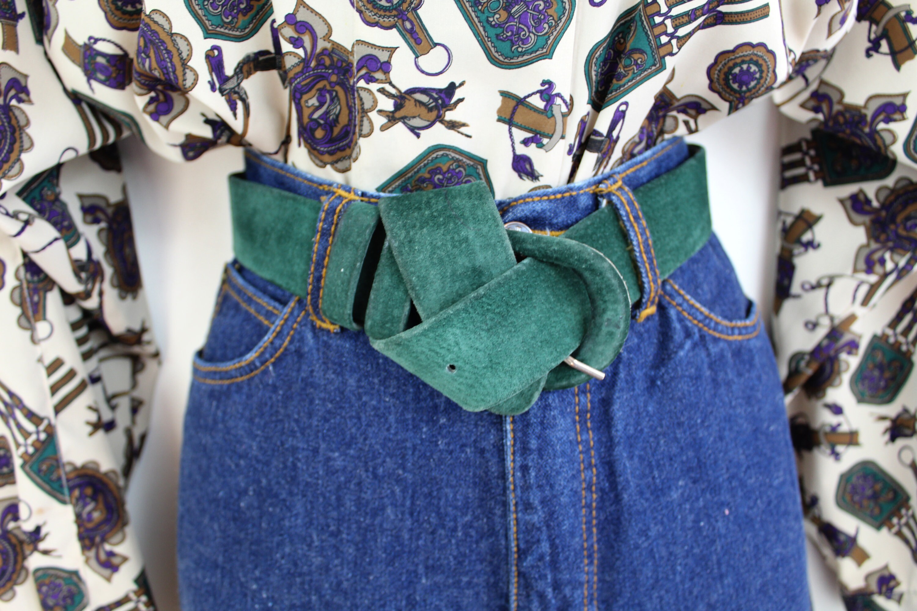 Vintage Green Suede Belt - Etsy