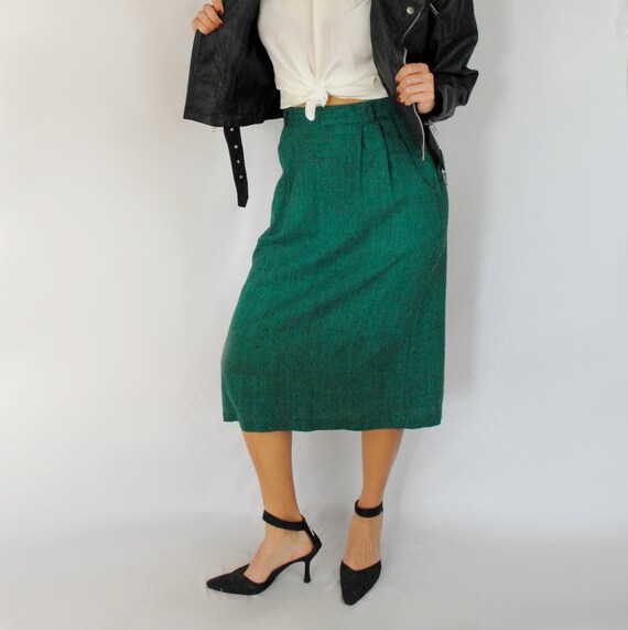 Heathered green skirt / emerald green skirt / gre… - image 3