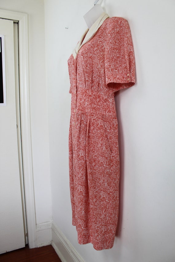 90s vintage peach pink patterned midi dress with … - image 4